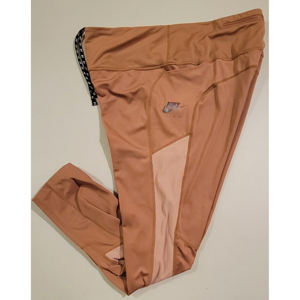 Nike Air Dri-FIT W XL 7/8 Running Leggings Rust Orange Mesh Zip Pocket Active - Picture 3 of 16